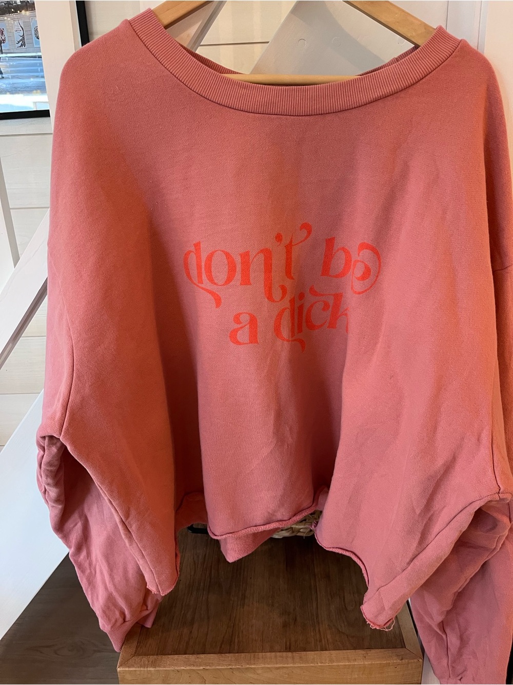 Coral Pink Graphic Crewneck Sweatshirt - Don't Be a Dick